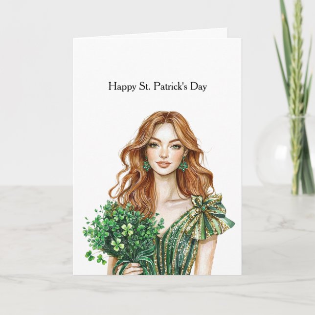 Carte Green Gold Glitz Shamrock St. Patrick's Day (Devant)