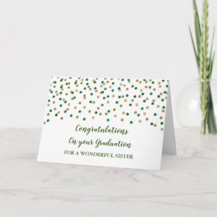 Carte Green Gold Sister Félicitations Graduation
