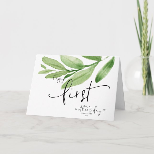 Carte Green Happy First Mother's Day Cadeau Keepsaké (Devant)
