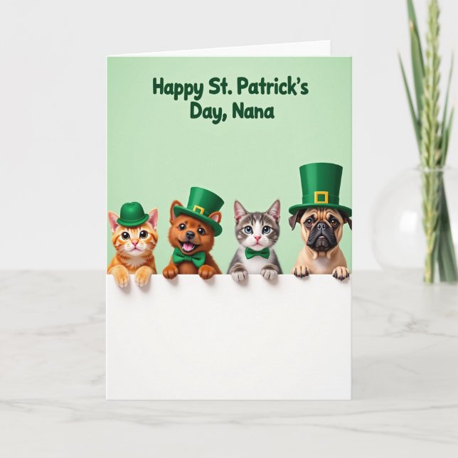Carte Green Hats Pets St Patricks Day Card (Devant)