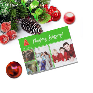Carte Green Joyoux Noel Photo Holiday
