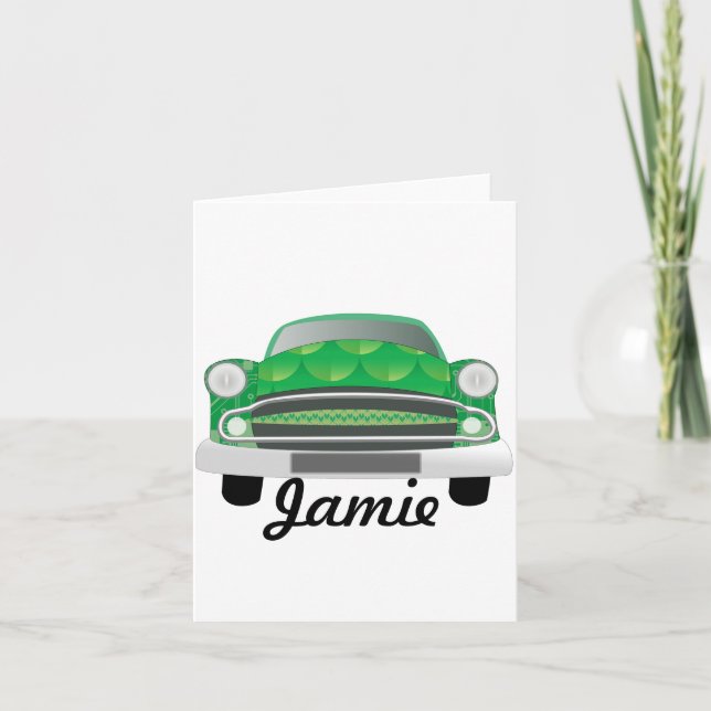 Carte Green Mean Retro Car Boy's Birthday (Devant)