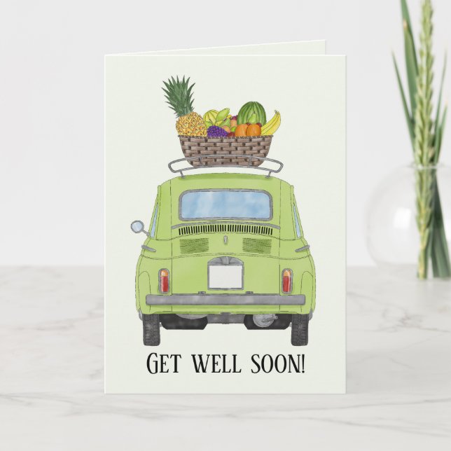Carte Green Retro Fiat 500 Obtenez bien (Devant)