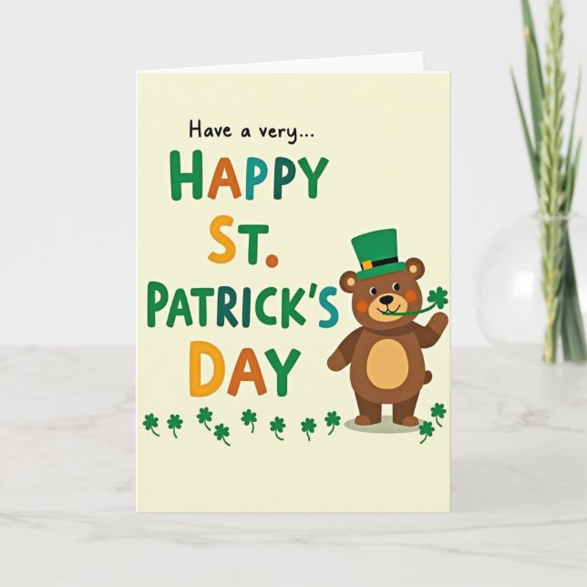 Carte Green Shamrock Bear Card (Devant)