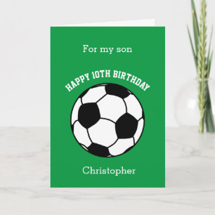 Carte Green Soccer Sport 10th Birthday Card