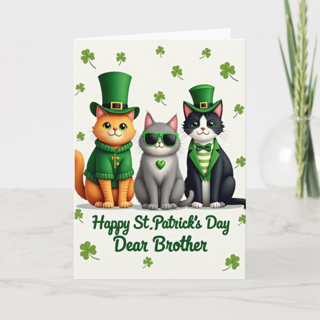 Carte Green Striped Cats Card (Devant)