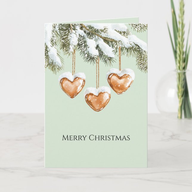 Carte Green Warm Creamy Caramel Hearts Christmas Tree  (Devant)