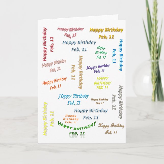Carte Greeting Card February, 11 Birthday (Devant)