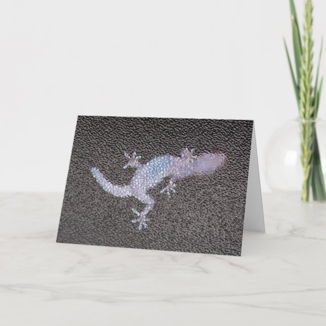 Carte Greeting Card Gecko on Glass (Devant)