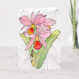 Carte Greeting Card - Pink Orchids