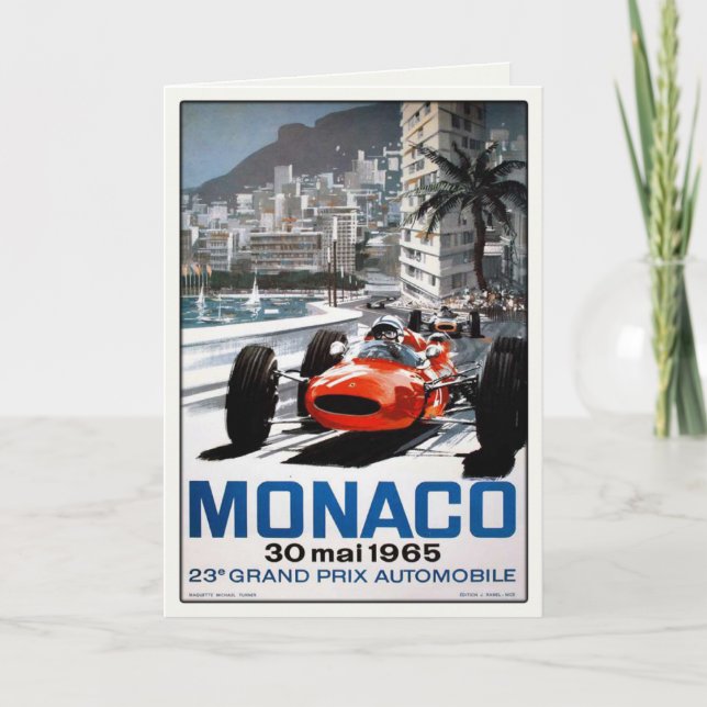 Carte Greeting Card With Monaco Grand Prix Poster (Devant)