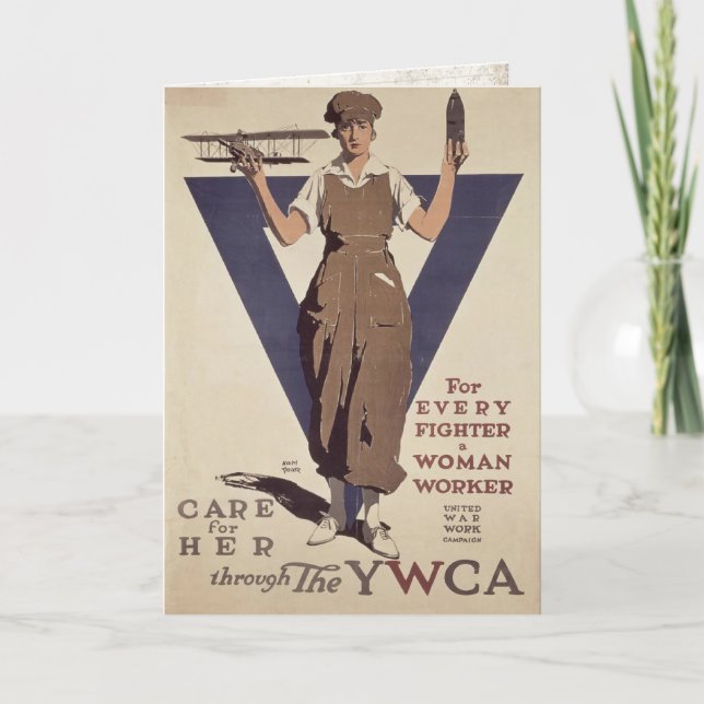 Carte Greeting Card with WWII Propagande Poster Print (Devant)