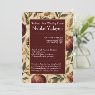 Carte Grenades, Netilat Yadayim, Prière de Shabbat