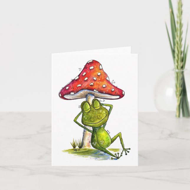 Carte Grenouille à couchage lunaire sous un champignon (Devant)