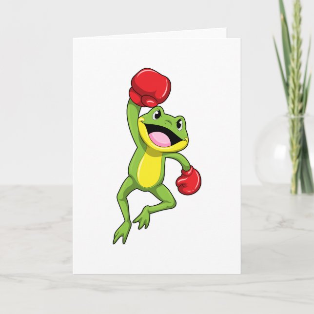 Carte Grenouille à la boxe avec gants de boxe (Devant)