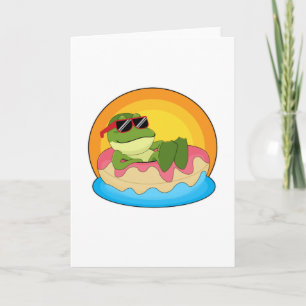 Carte Grenouille à la piscine avec des lunettes de solei