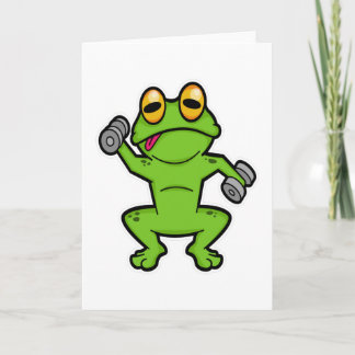 Carte Grenouille à l'épaule s'entraînant avec des haltèr