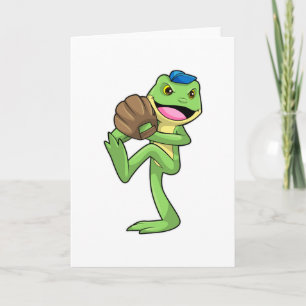 Carte Grenouille au baseball avec gants
