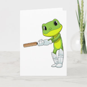 Carte Grenouille au cricket avec batte de cricket