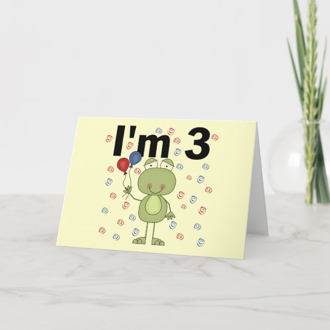 Carte Grenouille avec ballons 3e anniversaire (Devant)