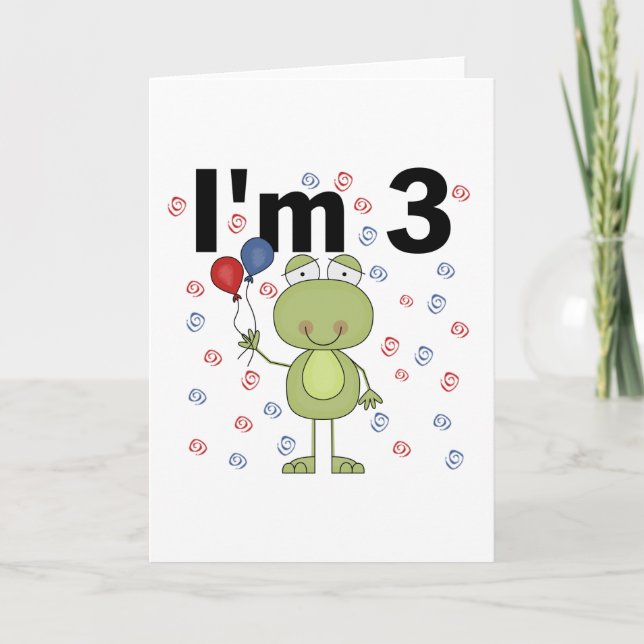Carte Grenouille avec ballons 3e anniversaire (Devant)