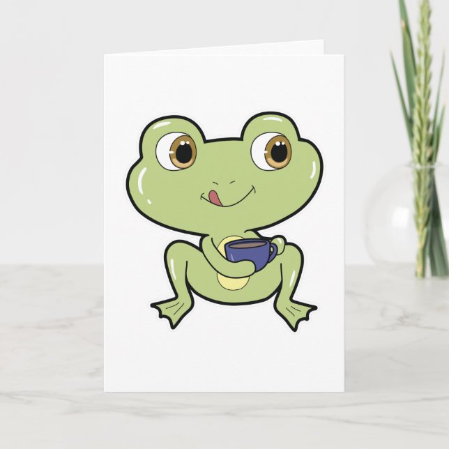 Carte Grenouille avec tasse de café (Devant)