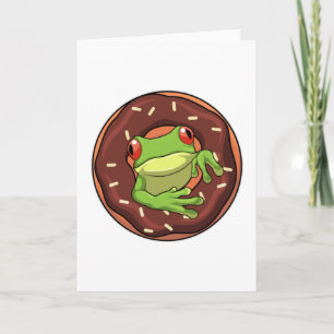Carte Grenouille avec un beignet