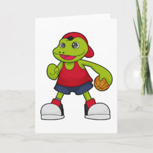 Carte Grenouille comme joueur de basket-ball avec basket