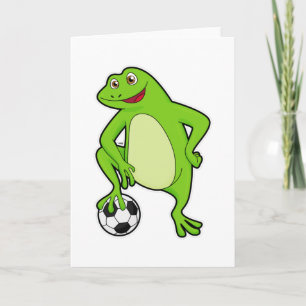 Carte Grenouille comme joueur de football avec balle de 