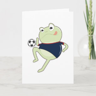 Carte Grenouille comme joueur de football avec balle de