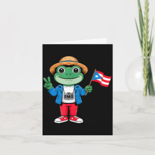 Carte Grenouille Coqui drapeau de Porto Rico signe de pa