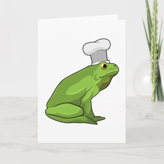 Carte Grenouille cuisinier avec chapeau de chef (Devant)