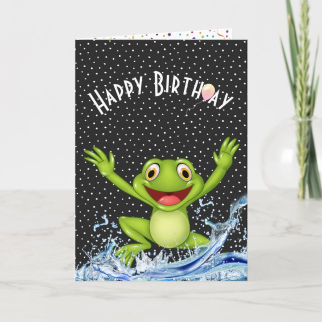 Carte Grenouille d'anniversaire saut Notre eau (Devant)