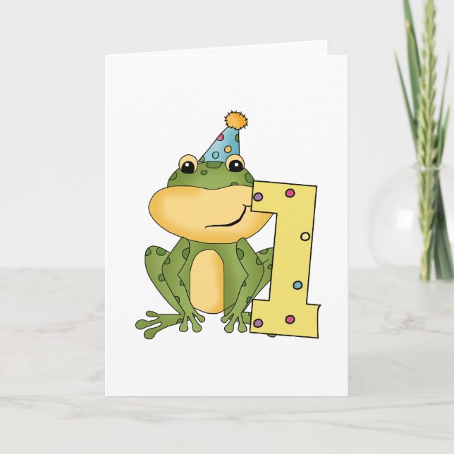 Carte Grenouille de fête 1er anniversaire T-shirts et ca (Devant)