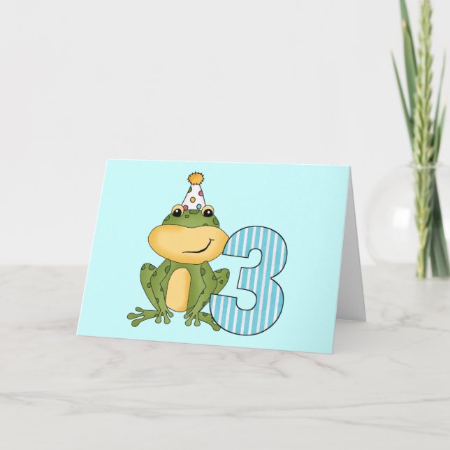 Carte Grenouille de fête 3e anniversaire T-shirts et cad (Devant)