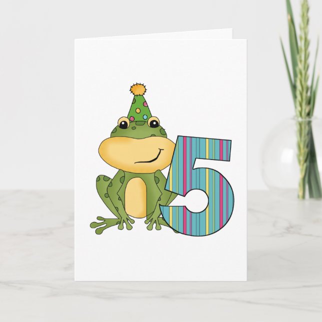 Carte Grenouille de fête 5e anniversaire T-shirts et cad (Devant)