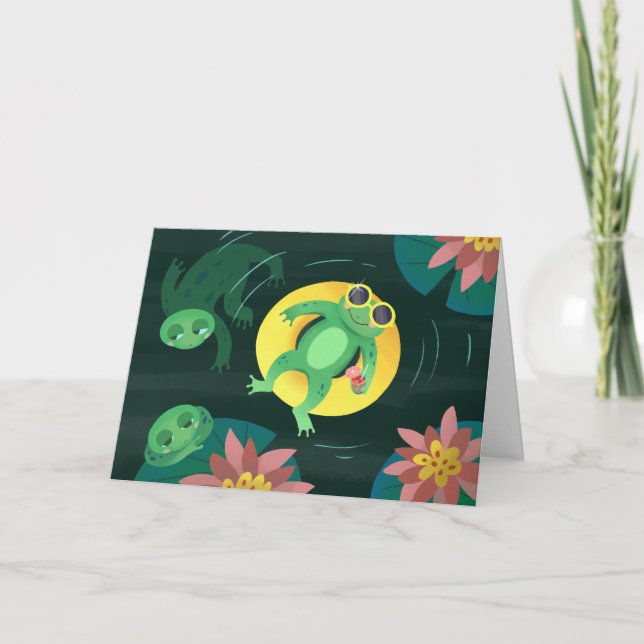 Carte Grenouille de natation Lunettes de soleil jaune Ca (Devant)