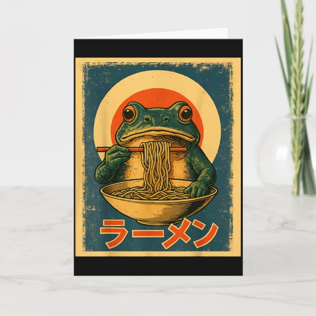 Carte Grenouille Drôle Ramen Kawaii Rétro Japonais Solei (Devant)