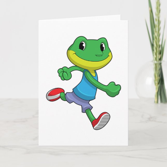 Carte Grenouille en coureuse sur tapis roulant (Devant)
