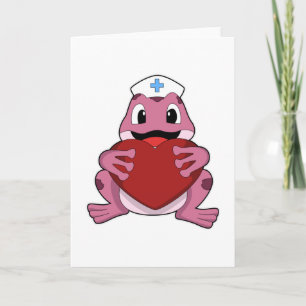 Carte Grenouille en infirmière avec cœur