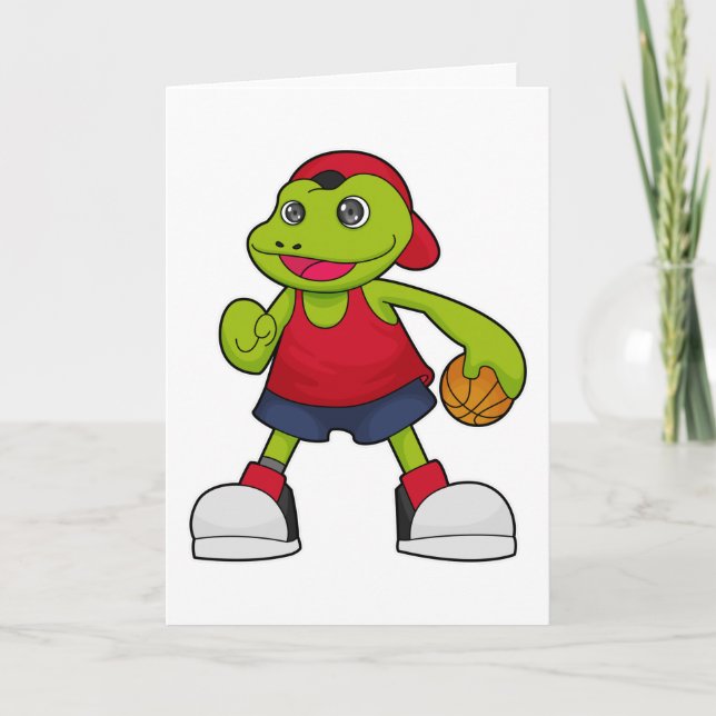 Carte Grenouille en joueur de basket-ball avec ballon de (Devant)