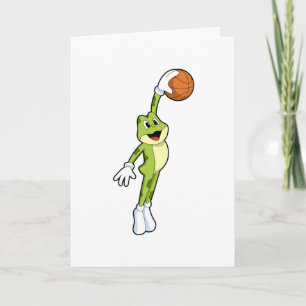 Carte Grenouille en joueur de basketball avec ballon de
