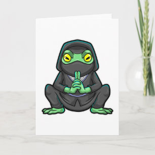 Carte Grenouille en ninja en noir
