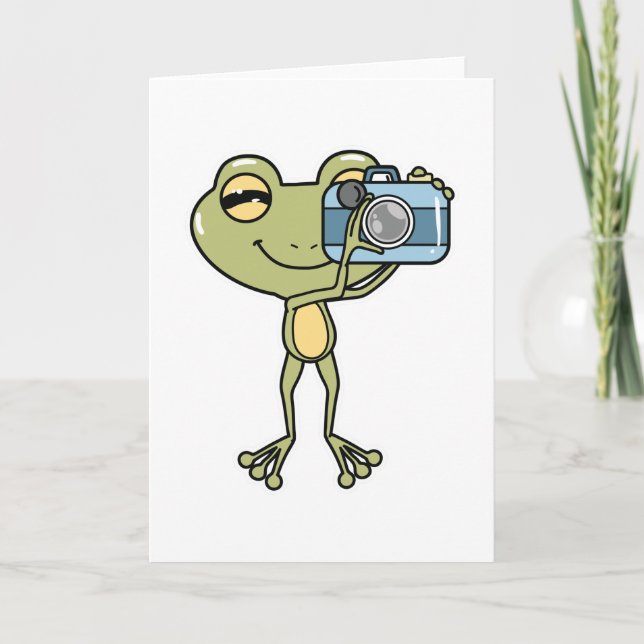 Carte Grenouille en photographe avec caméra (Devant)