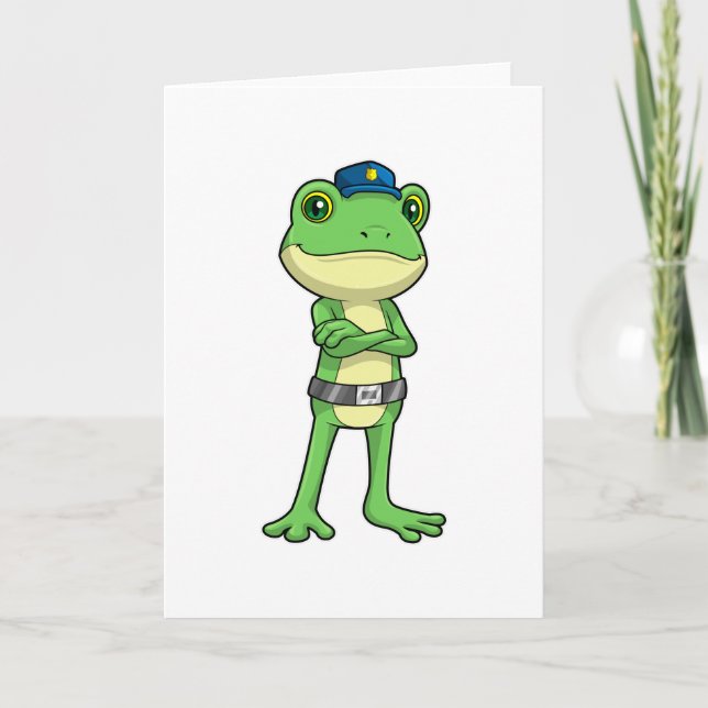 Carte Grenouille en policier avec chapeau de police (Devant)