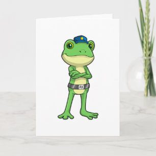 Carte Grenouille en policier avec un chapeau de policier