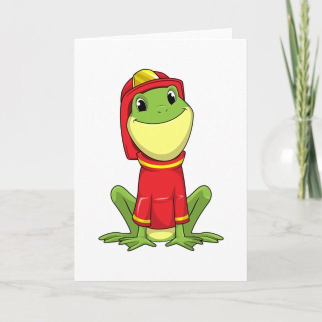 Carte Grenouille en sapeur-pompier avec casque (Devant)