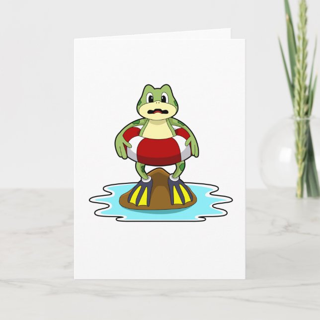 Carte Grenouille en train de nager avec un bouée (Devant)