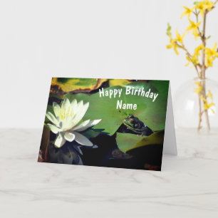 Carte Grenouille Et Fleur Lily D'Eau Personnalisé Annive