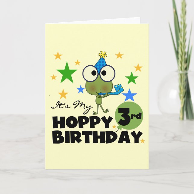 Carte Grenouille-Hoppy 3e Anniversaire Tshirts et cadeau (Devant)